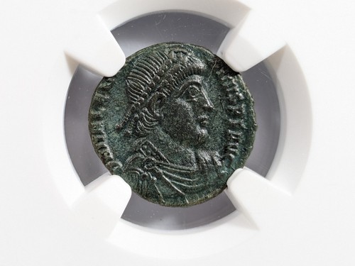 Valentinian I Roman Empire NGC AU 364-375 AD AE3 Nummus Soldier Standard Ancient - Picture 10 of 16
