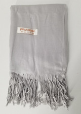 Pashmina Large Soft Plain Shawl Wrap Scarf for Women - Grey Silver New