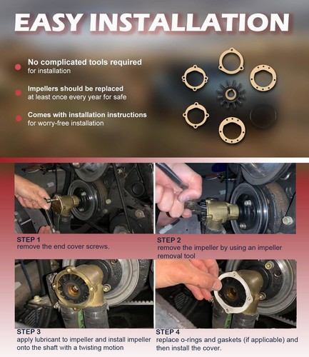 Kit de reparación de impulsores de bomba de agua 09959K para Sherwood Yamaha Volvo Jabsco Perkins - Imagen 10 de 17