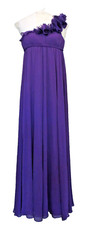 AQUA ~ Violet Purple Chiffon Rosettes One Shoulder Empire Formal Gown 2 NEW $248