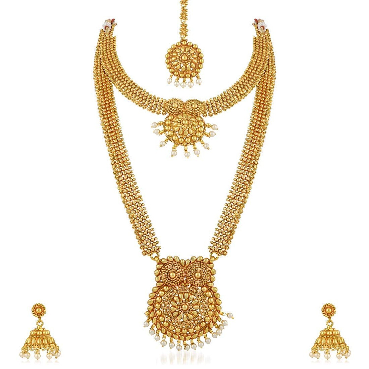 Aheli Golden Indian Bollywood Bridal Jewelry Set for Wedding Women