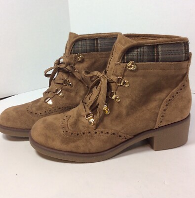 TOMMY HILFIGER Women\'s Tan Faux Leather Lace Up Ankle Boots / Size 10M Womens TOMMY HILFIGER Tan Faux Leather Lace Up Ankle Boots  main image 4