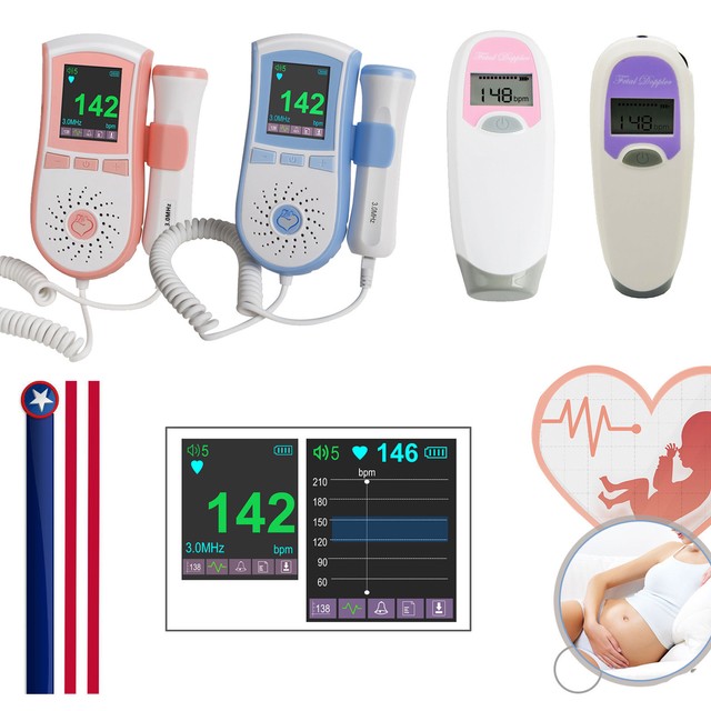 LCD Prenatal Fetal Doppler Baby Heart Beat Monitor Pregnancy 3Mhz Probe