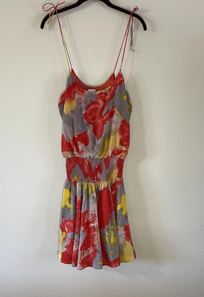 Halston наследия мака воды мираж печать шелк платье галстук через плечо размер XS красивый - Изображение 4 из 4