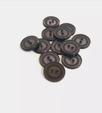 24 Buttons Shiny Mirror Brown Plastic Flat 2-Hole Sew Through Sewing 21 mm #BL56