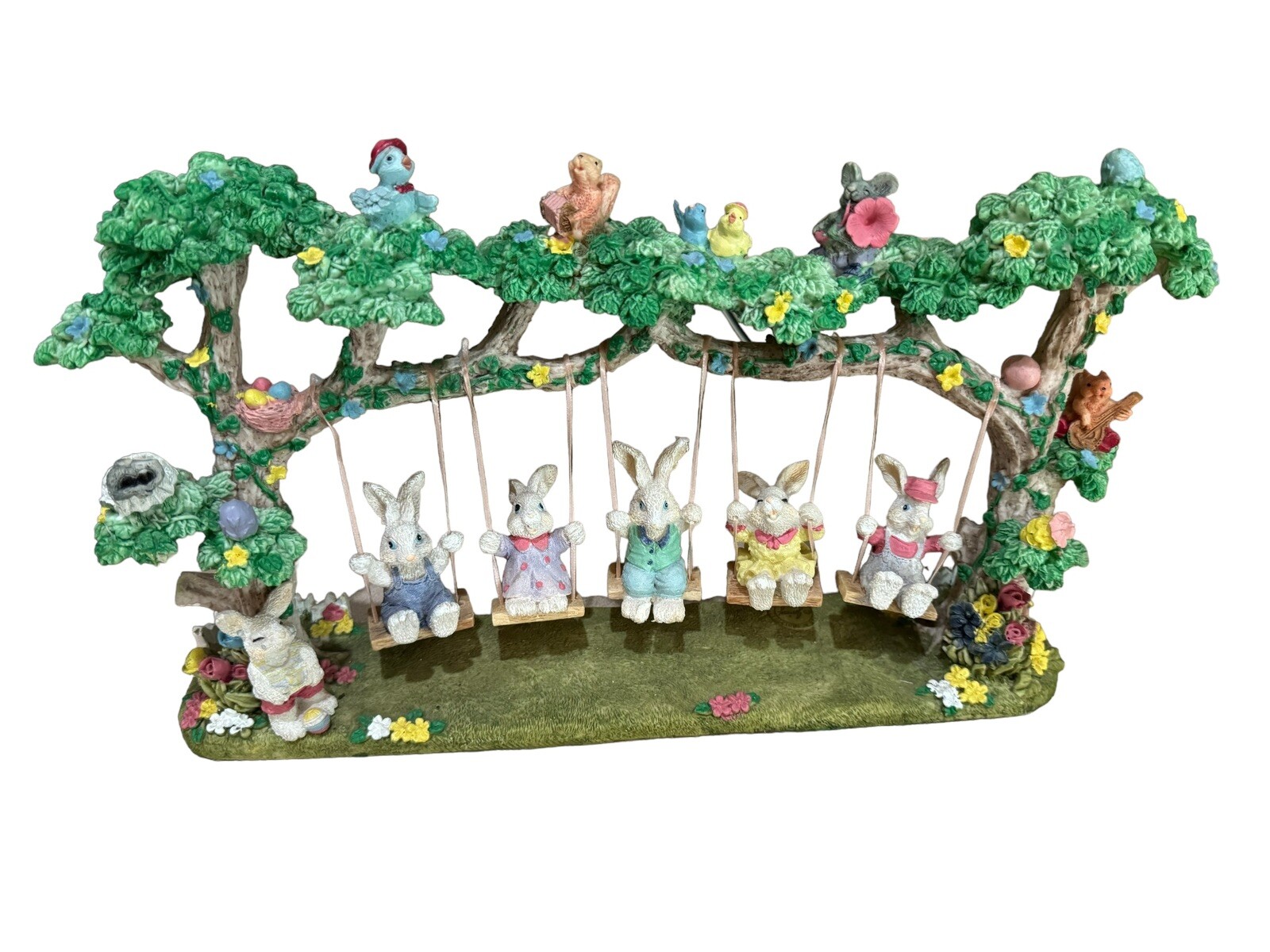 VINTAGE Family on A Swings EASTER BUNNIES BUNNY Sculpted By MANN COLLECTIBLE