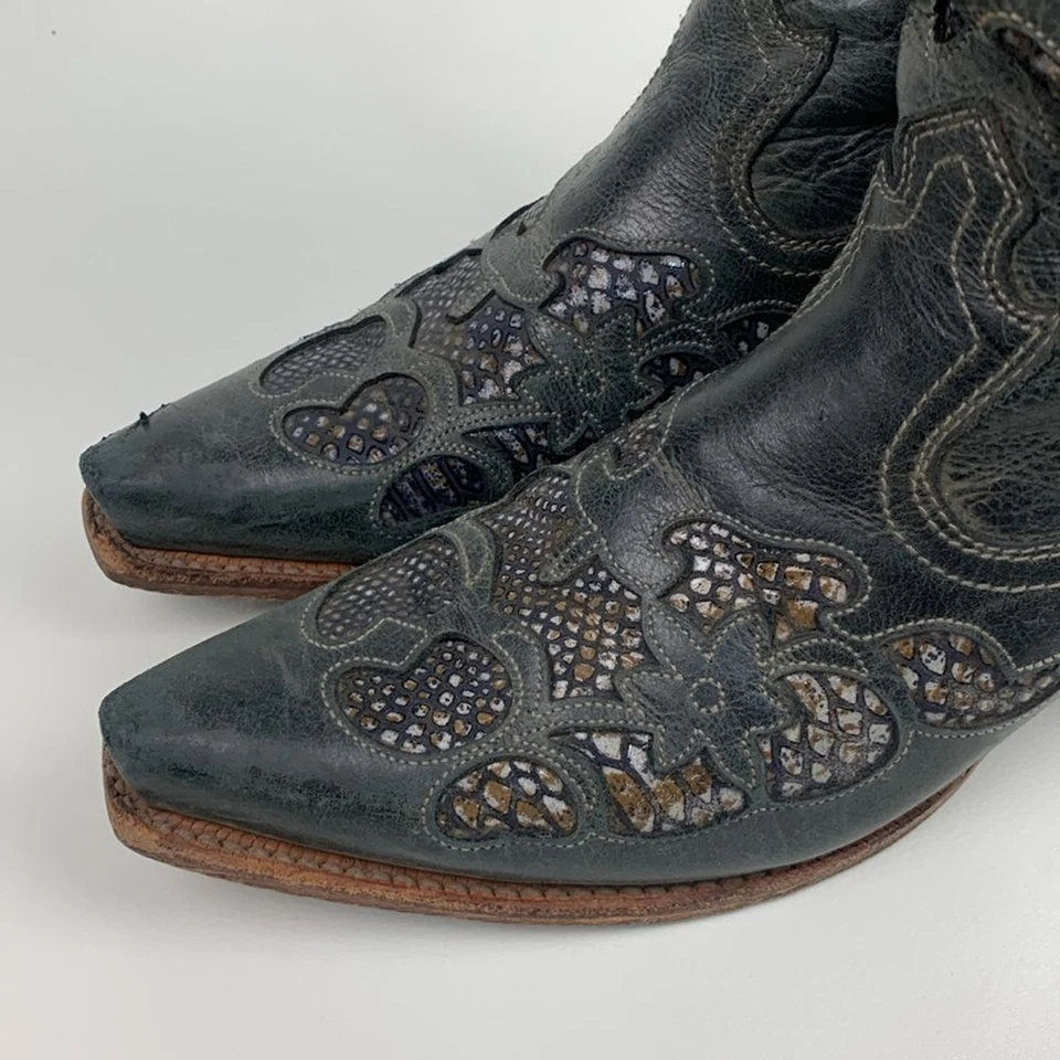 Twisted X Western Boots Size 8 Dark green Brown Low heel pull on embroidered - Image 4 of 4