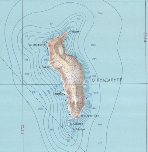Russian Soviet Military Topographic Map - GUADALUPE ISL. (Mexico) , ed. 1963 - Picture 2 of 3