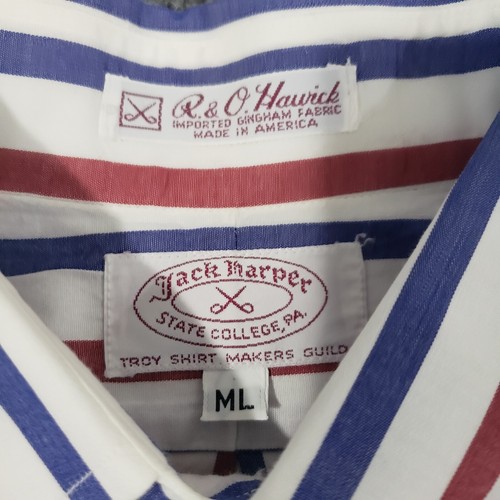 jack harper button down shirt mens ML striped gingham fabric - Picture 3 of 7