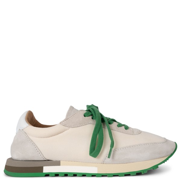 70667 Auth THE ROW Creme Grün Leder OWEN Runner Sneaker Schuhe 38