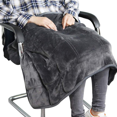 8 lb Weighted Lap Blanket for Adults - Soft Velveteen Travel Throw, Dark Grey