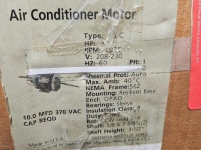 Dayton Air Conditioner Motor 3/4hp, 208-230V, 3M825/3M825A Trane MOT6291- NOS