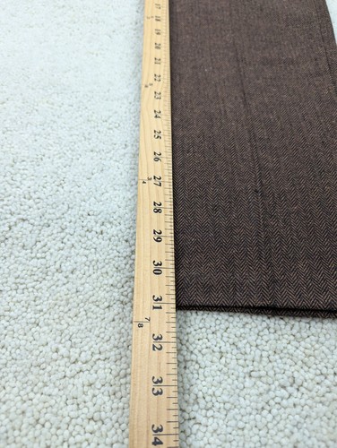 Pantalone tweed lana uomo 32x31 marrone spina di pesce slim fit gamba affusolata flanella vintage - Foto 6 di 14