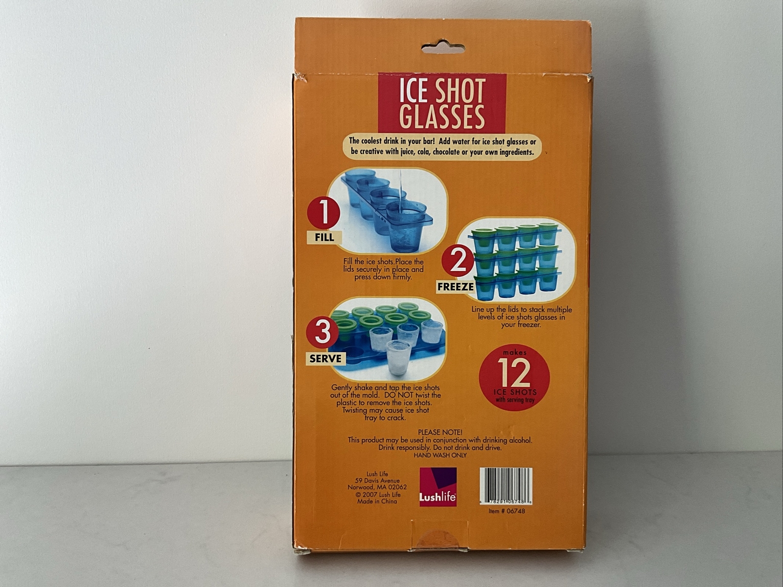 Ice Shot Glasses Mold Tray Makes 12 Small Glasses For Party BBQ Cocktails Cheers