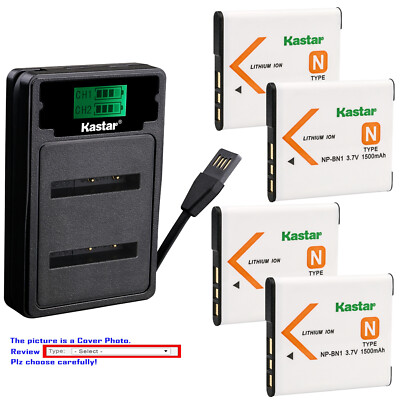 Kastar Battery LCD Dual Charger for Sony NP-BN1 BC-CSN Sony Cyber-shot DSC-W630