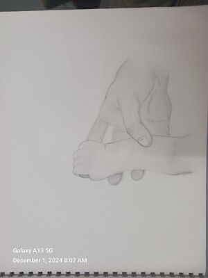 ORIGINAL Pencil / Charcoal Sketches  Art Student Studies Hold Infants Hand
