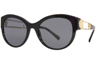 New Versace Greca Logo Cat-Eye Sunglasses Black Dark Grey Greca Cat-Eye Sunglasses Black | VERSACE US main image 2