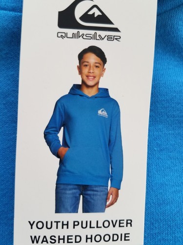QUIKSILVER XLARGE XL YOUTH BOYS PULLOVER SWEATSHIRT WASHED HOODIE BLUE 10/20 - Picture 2 of 6