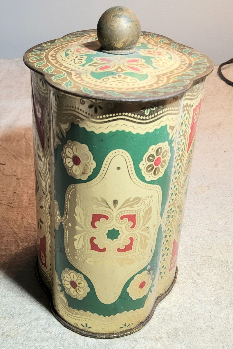 Antique Vintage Friche & Nache Designed by Mavis Footed Tin Western