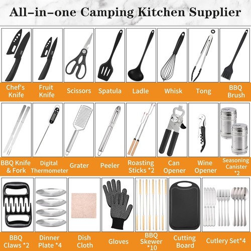 Kitchen Cookware Kit, Survival Gear and Supplies, Perfect for Campfires and Tail - Picture 6 of 6