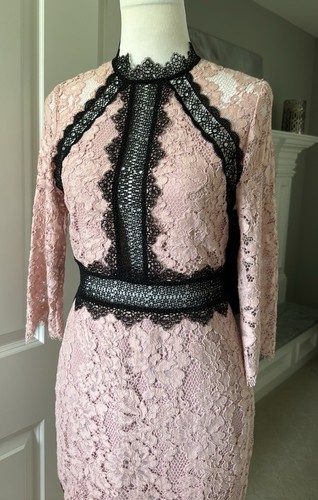 NWT Alexis Marisa Lace Dress Rose Pink Black Sz M $583 - Picture 2 of 12