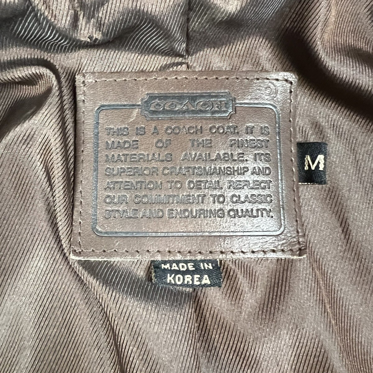 Vintage Coach Brown Leather Jacket Trench Coat Men's Size