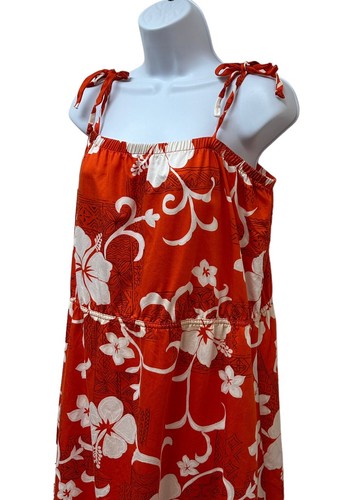 Vintage Hilo Hatties Orange Hawaiian Aloha Luau Dress Ruffle Sundress Size XL - Picture 2 of 6