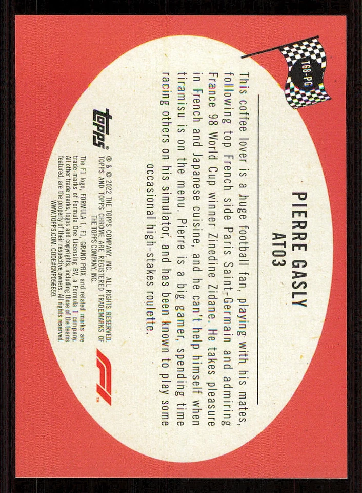 2022 Topps Chrome Formula 1 '68 Topps Hot Rods #T68PG Pierre Gasly - Image 2 of 2