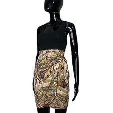 Vintage Green Leafy Print Women Short Wrapper Skirt