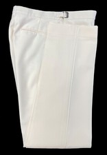 Men's Flat Front Ivory Tuxedo Pants Adjustable Waist with Narrow Satin Stripe