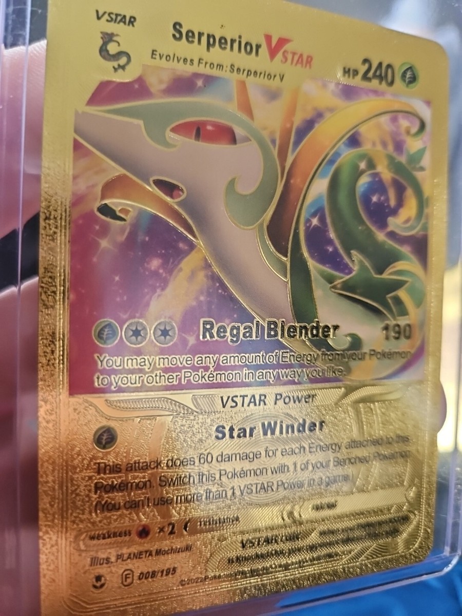 Pokemon Serperior VSTAR Gold Foil Fan Art Textured Collector Card