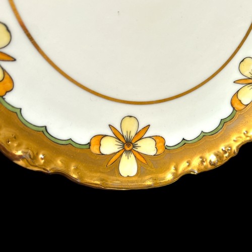 Plato antiguo LS & S Limoges con mango y 6 platos pintados a mano florales y dorados pesados - Imagen 5 de 17