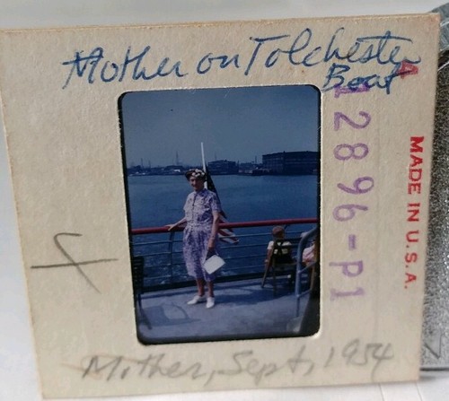 Notes Slide Background 1950s Kodachrome Red Border Slide Woman on Tolchester Beach Maryland ...