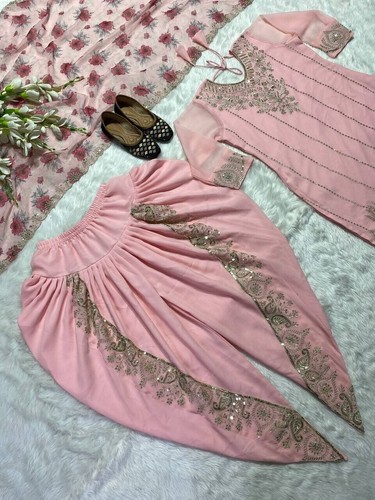 DRESS BOLLYWOOD SUIT PAKISTANI INDIAN WEDDING DHOTI TOP SALWAR KAMEEZ PARTY WEAR - Picture 8 of 16