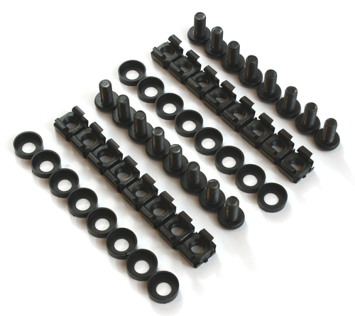16 x Tuercas de montaje en rack negras M6 pernos y lavadoras de tapa de plástico audio profesional 19" estudio - Imagen 3 de 4