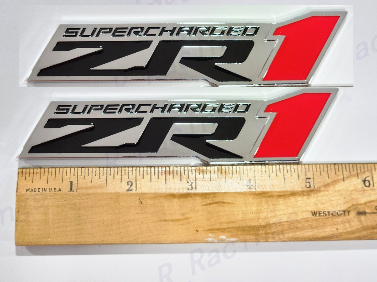 2pcs ZR1 SUPERCHARGED Fender Emblem Badge Fit For Chevrolet 