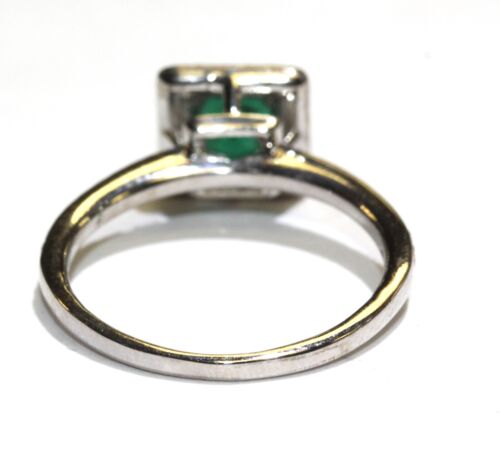 Bague or blanc économies 14 carats 0,40 ct VS G diamant coussin naturel halo émeraude 3,4 g taille 7