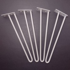 White Hairpin Metal Legs 12" Set Of 4 Table Furniture Stool Very Good Condition