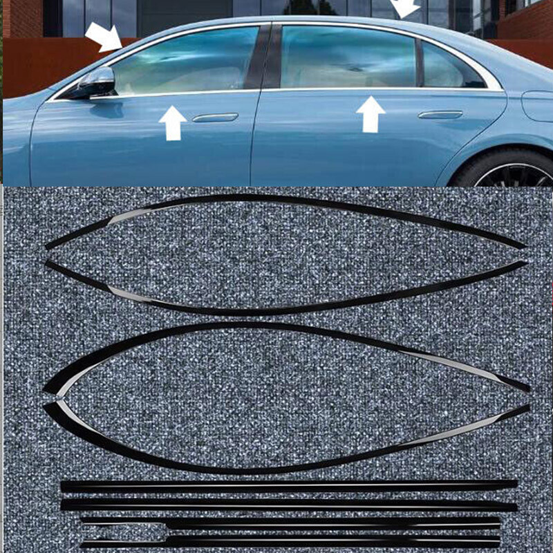 For Mercedes-Benz S-Class 2021-2024 Steel Car Window Molding Strip Cover Trim