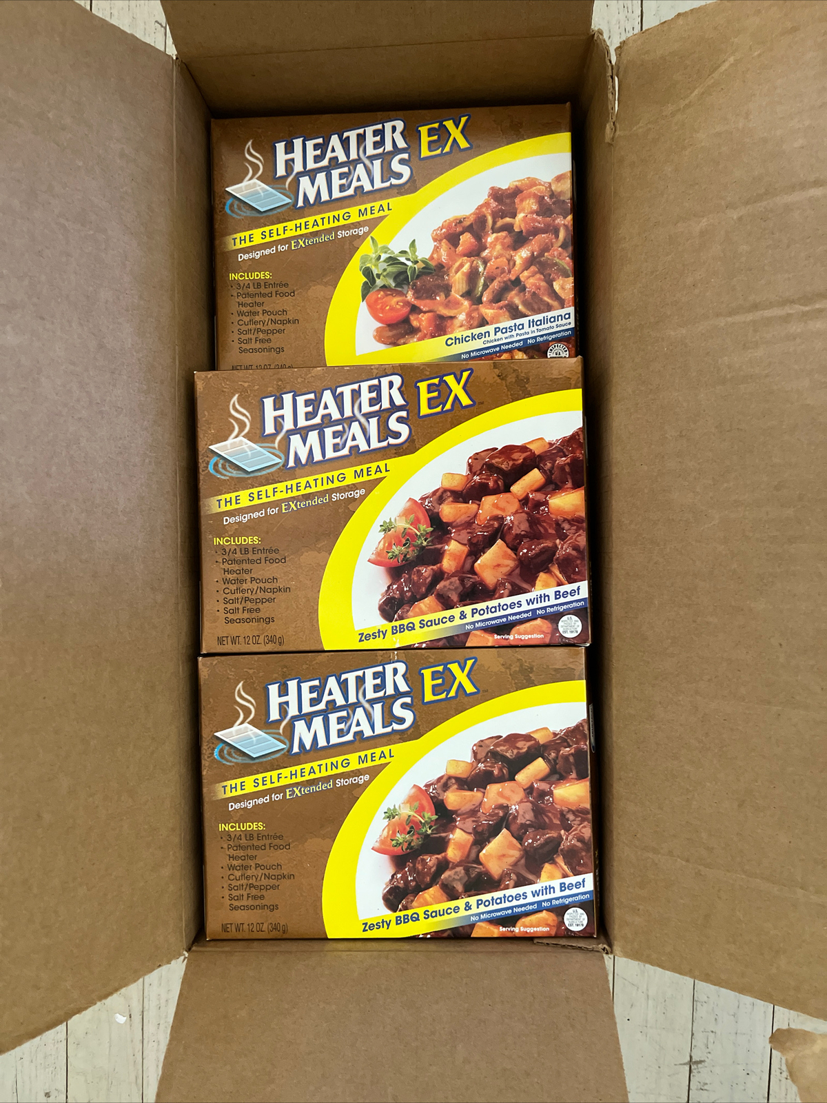 11 HEATER EX MEALS SELF HEATING SURVIVAL CAMPING POWER OUTAGE DINNERS