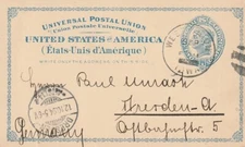 USA: Postal stationery postcard to Germany 1894. Arr.canc.