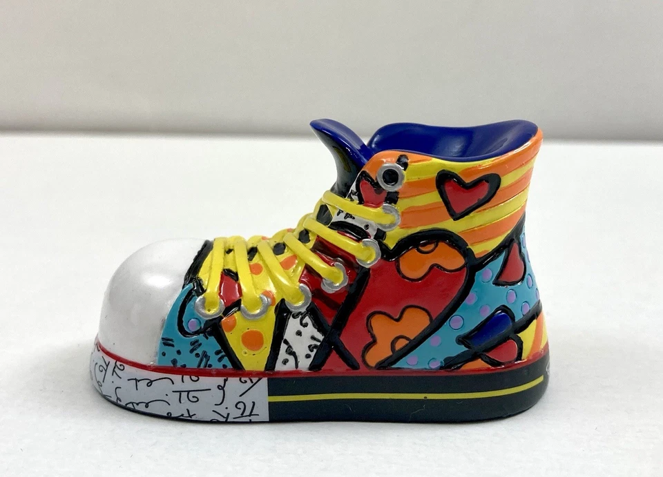 Romero Britto Vibrante Miniatura Zapato Figura Zapatilla 1.25” Alto con Caja Original Foto 4 de 4