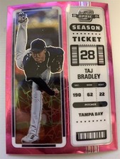 TAJ BRADLEY /17 CHRONICLES CONTENDERS OPTIC ROOKIE PINK VELOCITY RC RAYS #8 2023