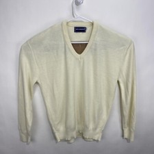 Vintage Seth Roberts Golf Sweater V Neck Made In USA Large Mens L Yellow