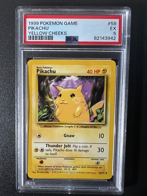 【PSA5】1999 Pikachu Yellow Cheeks ピカチュウ 1999 Pokemon Pikachu Yellow Cheeks 58/102 PSA 5 EXCELLENT | eBay