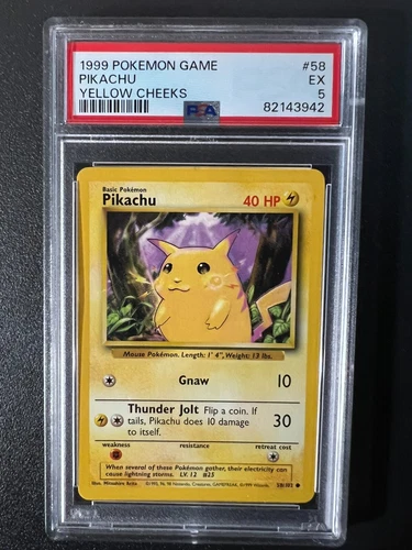 1999 Pokemon Pikachu Yellow Cheeks 58/102 PSA 5 EXCELLENT