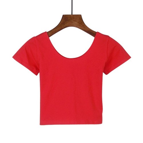 Crop Top Plain Vest T Shirt Short Sleeve Pullover Fashion Slim Fit Solid Color - Picture 4 of 23