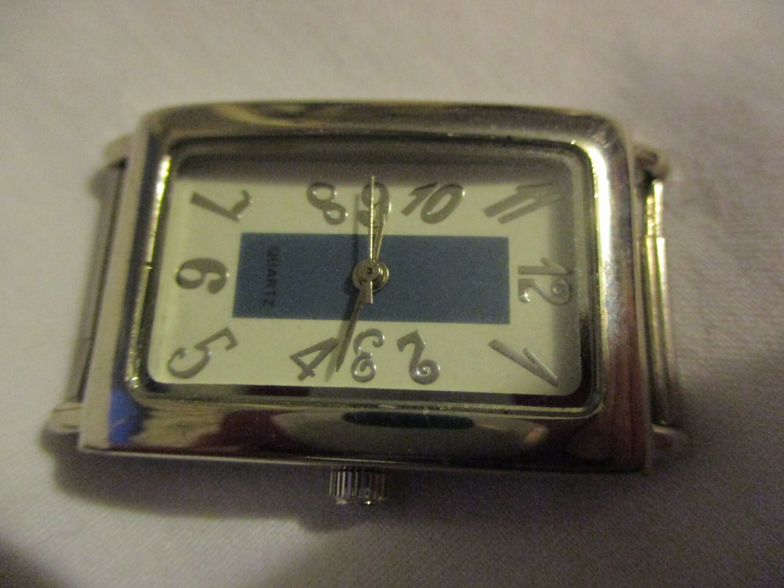 Wristwatch Silver Toned Rectangular White & Blue … - image 8