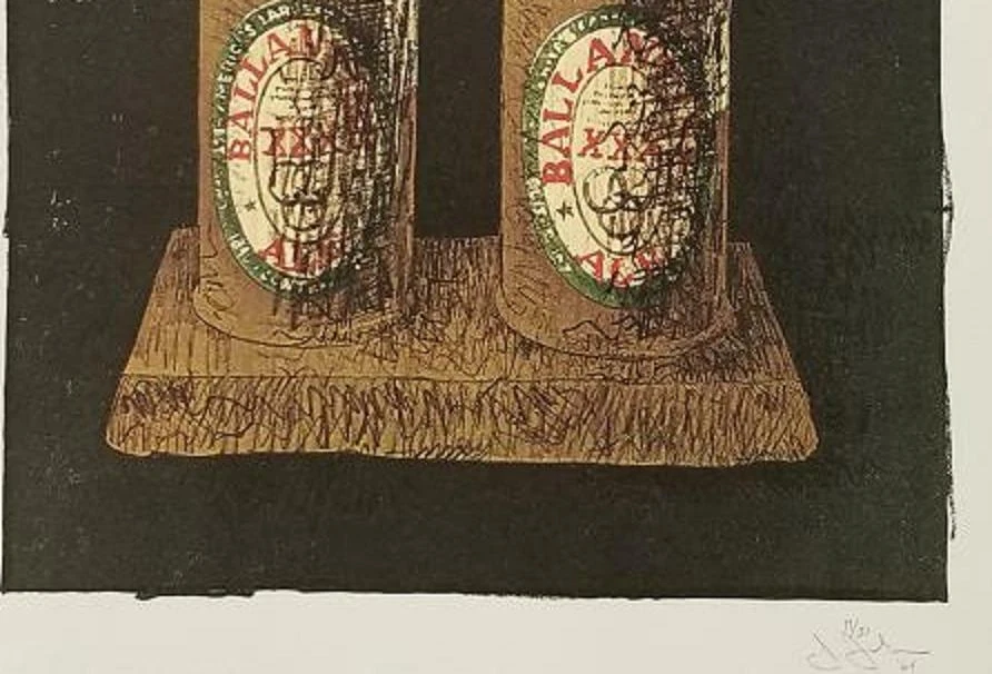 Litografía a color montada Jasper Johns "Ale Cans" 1973 PlateSigned Foto 3 de 4