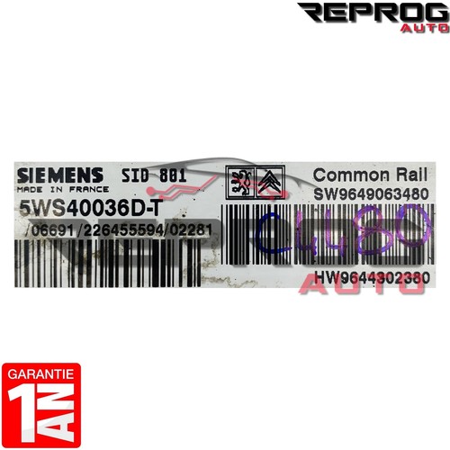 CALCULATEUR DÉCODÉ BERLINGO SID 801 5WS40036D-T SW9649063480 HW9644302380 - Picture 2 of 2